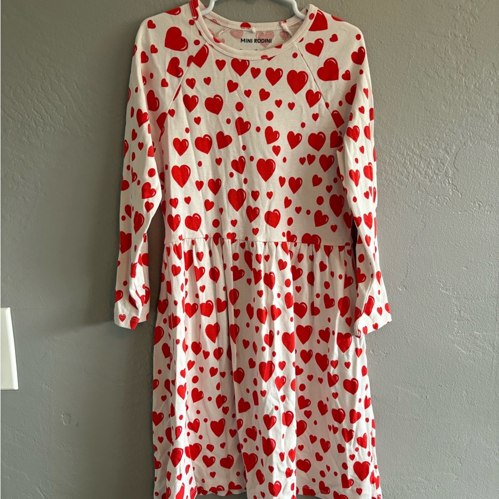 Mini Rodini Red Heart Pattern Dress - Picture 4 of 6